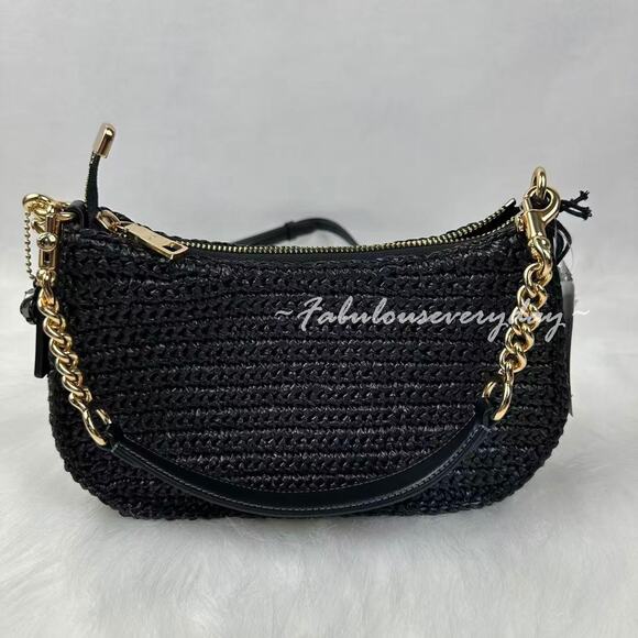 Coach Teri Shoulder/Crossbody Bag In Straw/Gold/Black CBI17 NWT - Picture 4 of 8